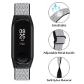 Miniatyrbilde 3 av 5: Elastisk nylon anti-ripe justerbar håndleddsrem for Xiaomi Mi Band 3/4, med svart klokkeramme Black  White