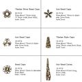 Miniatyrbilde 2 av 5: 180 stk. Perlehetter Legering Blomst Perlehette Avstandsstykker 6 Stiler Perlehette Bails End Charm Hetter Avstandsperler for Øredobber Armbånd Halskjede Smykker DIY Håndverk M