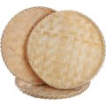 Miniatyrbilde 1 av 5: 3 stk. Håndlagde Bambusvevde Kurvbrett, 33 cm Flat Flettet Rund Fruktkurv Vevd Matlagring Grunne Brett Dekorativt Serveringsbrett Veggoppheng