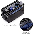 Miniatyrbild 3 av 5: Toalettsak för Män Vattentät Rakning Dopp Kit Övernattning Tvålåda Kosmetikväska Badrum Toalettartiklar Organizer PU Läder (Svart)