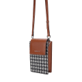 Miniatyrbild 4 av 5: Magnetisk knappsplicing Gird PU läder crossbody väska liten axelväska för resor, dagligt bruk Brown