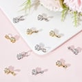 Miniatyrbillede 5 af 5: 20 stk. 2 Farver Firkløver Isøkse Klemmebøjle Platin Lås Bøjle Gylden Snap On Bøjle Cubic Zirconia Klemme Clip Dingle Vedhæng Forsyninger Til St.