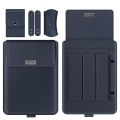 Miniatyrbillede 1 af 5: 4 stk./sæt Bærbar Sleeve Taske til 11~17-tommer Bærbare Computere, PU Læder Opbevaringstaske med Stativ/Håndtag Dark Blue 16 to 17 inch Laptop