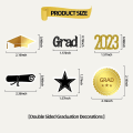 Miniatyrbillede 4 af 5: Dimissionskonfetti 2023 Guld Sort Dimissionsfest Dekorationer 2023, Dobbeltsidet Dimissionsbordpynt, Glitter Dimissionspynt Klasse