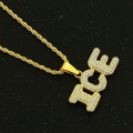 Miniatyrbild 4 av 4: Iced Out Pendant Ice Letters Halsband Hip Hop Iced Out Kedja Rap Punk Rock Klubbar Disco Cz Diamant Bling Pennywise Kostym Pojkar Smycken Kubansk