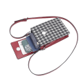 Miniatyrbillede 4 af 5: Magnetisk Knap Splejsning Gitter PU Læder Crossbody Taske Lille Skuldertaske til Rejser, Daglig Brug Wine Red