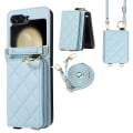 Pikkukuva 1 / 5: Pu-nahkakukkaro, yhteensopiva Samsung Galaxy Z Flip 5:n kanssa, irrotettava crossbody-kaulanauha, korttipidike ja RFID-suojaus Blue For Galaxy Z Flip 5
