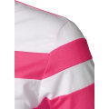 Miniatyrbillede 5 af 5: Herre Casual Langærmet Polo Shirts Kontrastfarve Patchwork Bomulds T-shirts Pink M
