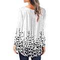 Miniatyrbilde 3 av 4: Dame Tunika Topper Ensfarget Plissert V-hals Knapper Bluse Blomstertrykte Damer Winered L