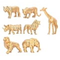 Miniatyrbillede 1 af 5: 7 stk. Safari Dyrefigurer Legetøj Guldfarve Vilde Zoo Dyr Figurer