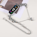Miniatyrbild 2 av 4: Smart klocka band för Xiaomi Mi Band 3/4 två rader rostfritt stål ersättningsarmband handledsrem Silver