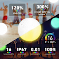 Miniatyrbilde 2 av 5: 16-tommers oppblåsbar LED lysende vannball, 16 farger lys og 4 lysmoduser, 30 meters kontrollavstand, bassengleker for voksne og barn