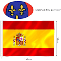 Pikkukuva 2 / 5: 2 kpl Espanjan lippu 90 x 150 cm, Espanjan kansallislippu valmistettu polyesteristä, UV-kestävä, repeytymätön, säänkestävä, Espanjan lippu