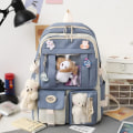 Miniatyrbild 3 av 6: Canvas skolväska combo set, Kawaii tjej student skolväska blå