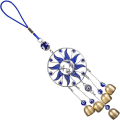 Miniatyrbilde 2 av 5: Blå Ondt Øye Sol Måne Klokkespill Amulett, Ondt Øye Anheng Dekor, Håndlaget Tyrkisk Ondt Øye Ornament, Lykkebringende Blå Ondt Øye Henge Ornament