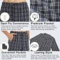 Miniatyrbillede 5 af 5: Herre Pyjamassæt Langærmet Ternet Loungesæt Flanel Pyjamas Plaid Overdel og Underdel 2 Dele Vinter Bomulds Natøj Navy Blue M