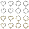 Miniatyrbillede 1 af 5: 16 stk. 4-stil Forbindelses Charm Vedhæng Ring & Hjerteform Rhinestone Forbindelsesled Alloy Krystal Led med Imitation Perle