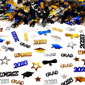 Miniatyrbillede 1 af 5: Dimissionskonfetti 2023, Lys Dimissionsstjerne Hue Diplom Bordkonfetti Dekoration Til Dimissionsfest (guld Sort Sølv Og Blå Farver)