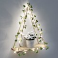 Miniatyrbild 3 av 3: Grön stil LED-remsa väggmonterade hyllor paket trä flytande rep hylla för heminredning