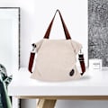 Miniatyrbild 5 av 5: Canvas Messenger Bag Axelväska, Vit Fritidsmode Konstnärlig Canvasväska