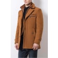 Miniatyrbild 5 av 5: Vinterärtkappa för män Slim Fit Enkelknäppt kort ulljacka ylle trenchcoat Black L