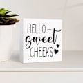 Miniatyrbild 3 av 5: Rolig badrumsskylt i trä Hello Sweet Cheeks Träblockskylt för badrumshyllan Toalett Toalett Hembordsdekoration, bondgård Badrumsträlåda