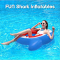 Miniatyrbild 3 av 4: Jätteuppblåsbar hajpool Float Floatie Ride Summer Beach Swimming Pool Party Lounge Raft Decor