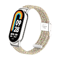 Miniatyrbild 5 av 5: För Xiaomi Smart Band 8 flätad nylon klockarmband justerbart spänne elastiskt band Starlight
