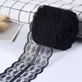 Pikkukuva 2 / 5: Kaunis 4,5 cm 10 jaardin retrotyylinen brodeerattu pitsinauha askarteluun, ompeluun ja koristeluun, musta