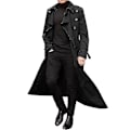 Miniatyrbild 1 av 5: Herrar Lång Trenchcoat Krage Överrock Casual Vinterjacka Enfärgad Ytterkläder ArmyGreen XXL