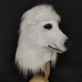 Miniatyrbillede 4 af 5: Puddel Maske Høj Kvalitet Jule Dyredekorationer Vip Hunde Maske Cosplay Festforestilling Fuld Hovedrekvisit white