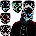 Miniatyrbillede 1 af 2: Lysende LED Maske Halloween Clubbing Lysende LED Maske Kostume Rave Party GREEN B