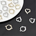 Miniatyrbillede 5 af 5: 16 stk. 4-stil Forbindelses Charm Vedhæng Ring & Hjerteform Rhinestone Forbindelsesled Alloy Krystal Led med Imitation Perle
