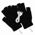 USB-uppvärmda handskar med hel/halvfinger, laddningsbara Black