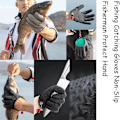 Miniatyrbillede 5 af 5: 1 par fiskefangsthandsker skridsikre fiskerbeskyttelseshandsker, professionelle fiskehandsker skridsikre beskytter hånden mod punkteringer og skrammer
