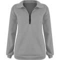 Miniatyrbilde 4 av 4: Oversized Hettegenser for Kvinner, Halv Glidelås, Lang Erme, Kvart Glidelås, Trendy Hettegenser, Antrekk for Tenåringer m0 grey Medium