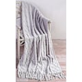 Miniatyrbillede 3 af 5: Strikket Tæppe Kvast Seng Polering Solid Nordisk Plaid Polering Mode Tæppe Blød Sofa Polering Dekorativt Sengetæppe Hellgrau