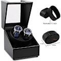 Miniatyrbillede 2 af 5: Seneste Dobbelt Watch Winder Boks, Lydløs Motor, Dobbelt Automatisk Ur Winder Rotations Opbevaringsdisplayboks til Automatiske Mekaniske Ure - Sort