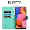 Miniatyrbilde 3 av 5: Galaxy A20s Beskyttelsesdeksel - med blomstermønster og kortlomme FLORAL TURQUOISE Galaxy A20s