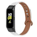 Miniatyrbillede 1 af 5: Blød urrem i okselæder til Samsung Galaxy Fit SM-R370, dobbelt nitterem, sort stik White