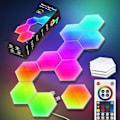 Miniatyrbillede 2 af 5: LED Hexagon Væglampe Smart Modulær RGBIC Honeycomb Lampe med APP Fjernbetjening og Musik Synkronisering USB Drevet Hexagon Computer Gaming Lamper til Spil 3pcs