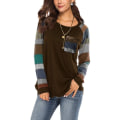 Miniatyrbilde 1 av 5: Dame Casual Fargeblokk Raglan Langermet T-skjorte Bluser Tunika Topper