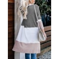 Miniatyrbillede 5 af 5: Lang Cardigan til Kvinder Åben Front Farveblok Cardigan Strikkede Sweatre L