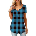Miniatyrbillede 1 af 4: Dame Skjorter Flæse Løs Knap Tunic Toppe Til Kvinder Blue S