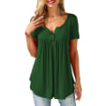 Miniatyrbilde 1 av 4: Dame Skjorter Ruffle Løs Knapp Tunic Topper For Kvinner Green A M
