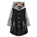 Miniatyrbilde 2 av 5: Vinterjakker for kvinner, dobbeltsidig fleecepledd-hettegenser, damecardigans, fargeblokk, leopard, knappestolpe, fuzzy hettejakker, salg, clearance, søt 5XL