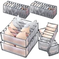Miniatyrbillede 1 af 5: 6 Undertøjsskuffe Organizer Foldbar Sok BH Skuffe Divider, Vaskbare Opbevaringsbokse Til BH'er, Trusser, Strømper, Slips Og Tørklæder (6+7+11 rum), Grå