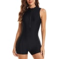 Miniatyrbilde 1 av 5: Eldredraktsbadedrakt for kvinner, langermet utslettsbeskyttelse, våtdrakt for damer, atletisk Full Black Sleeveless L