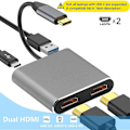 Miniatyrbillede 3 af 5: Usb Type C Laptop Docking Station Dual Display Hdmi Dual Display Usb 3.0 Hub Adapter Dock