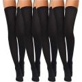 Miniatyrbilde 1 av 5: 4 par silke lårhøye strømper i nylon for kvinner Halloween Cosplay kostyme Black M